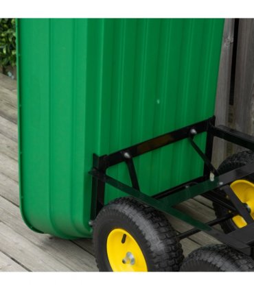Garden Cart Green 118cm x 58cm x 102cm Powder Coated Steel Heavy-Duty Plastic