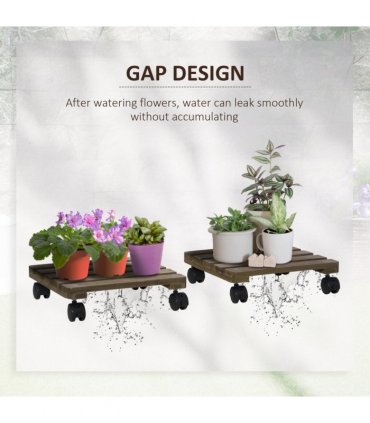 2 Pack Plant Stand with Wheels, Flowerpot Holder