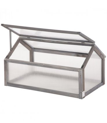Wooden Cold Frame Greenhouse PC 90 x 52 x 50cm, Grey House, Solid Wood Frame