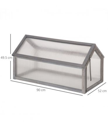Wooden Cold Frame Greenhouse PC 90 x 52 x 50cm, Grey House, Solid Wood Frame