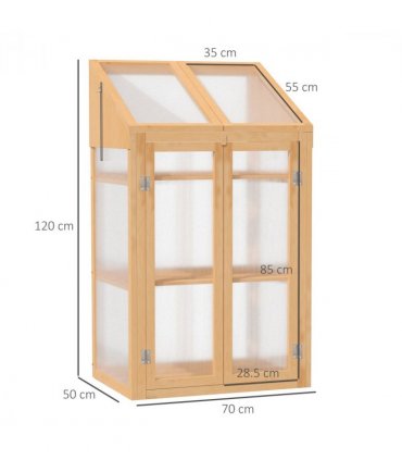 Wooden Greenhouse, Cold Frame PC Semi Transparent 70x50x120cm, Brown