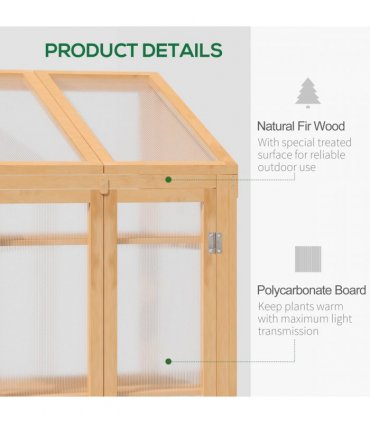 Wooden Greenhouse, Cold Frame PC Semi Transparent 70x50x120cm, Brown