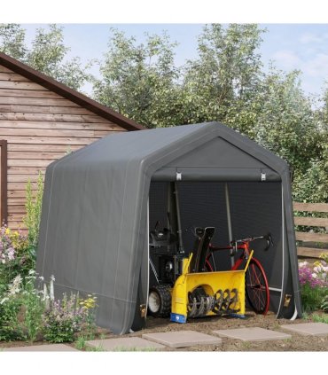 Storage Tent Dark Grey Metal 280cm x 240cm x 240cm 9ftx7.5ft Motorcycle Shelter