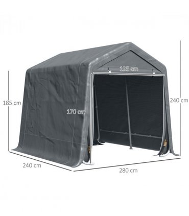 Storage Tent Dark Grey Metal 280cm x 240cm x 240cm 9ftx7.5ft Motorcycle Shelter
