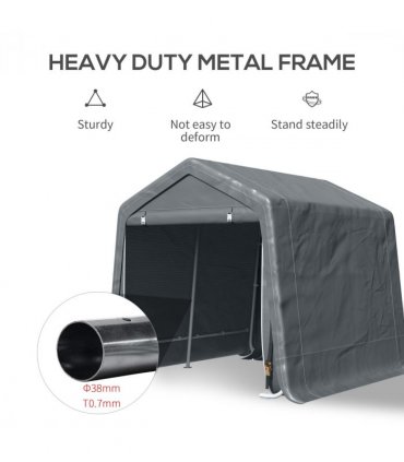 Storage Tent Dark Grey Metal 280cm x 240cm x 240cm 9ftx7.5ft Motorcycle Shelter