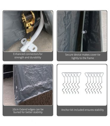 Storage Tent Dark Grey Metal 280cm x 240cm x 240cm 9ftx7.5ft Motorcycle Shelter