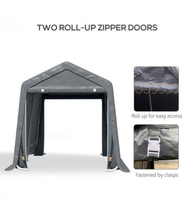 Storage Tent Dark Grey Metal 280cm x 240cm x 240cm 9ftx7.5ft Motorcycle Shelter