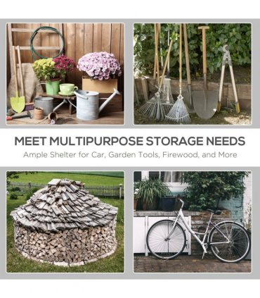 Storage Tent Dark Grey Metal 280cm x 240cm x 240cm 9ftx7.5ft Motorcycle Shelter