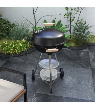 BBQ Grill Steel Black and Silver 48Lx56Wx85H cm Outsunny BBQ Grill 85H cm