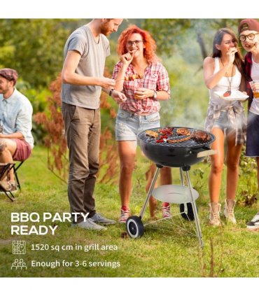 BBQ Grill Steel Black and Silver 48Lx56Wx85H cm Outsunny BBQ Grill 85H cm