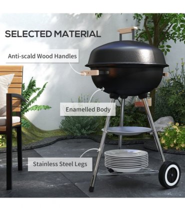 BBQ Grill Steel Black and Silver 48Lx56Wx85H cm Outsunny BBQ Grill 85H cm