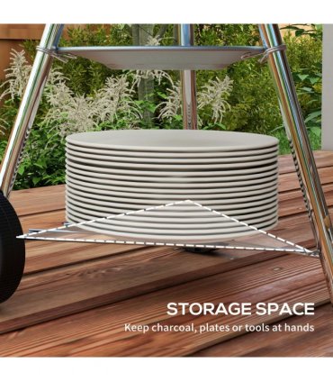 BBQ Grill Steel Black and Silver 48Lx56Wx85H cm Outsunny BBQ Grill 85H cm