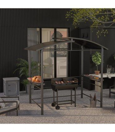 Outsunny Steel 2-Grill Charcoal BBQ w/ Wheels Black
