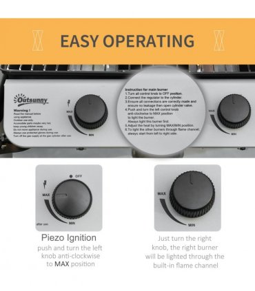 2 Burner Gas Barbecue Grill Propane Gas BBQ 5.6 kW