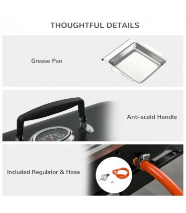 Gas BBQ Grill 2 Burner Table Piezo Ignition Thermometer