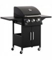 3 Burner Gas BBQ Grill Portable Barbecue Trolley Warming Rack Storage Cabinet