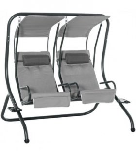 Canopy Swing Modern Outdoor Relax Chairs w/ 2 Separate Chairs, Grey