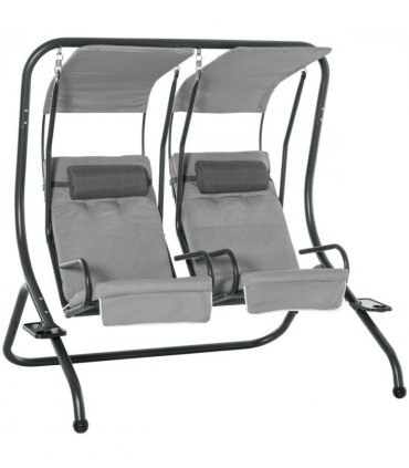 Canopy Swing Modern Outdoor Relax Chairs w/ 2 Separate Chairs, Grey
