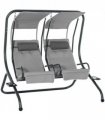 Canopy Swing Modern Outdoor Relax Chairs w/ 2 Separate Chairs, Grey