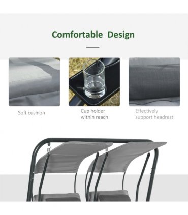 Canopy Swing Modern Outdoor Relax Chairs w/ 2 Separate Chairs, Grey