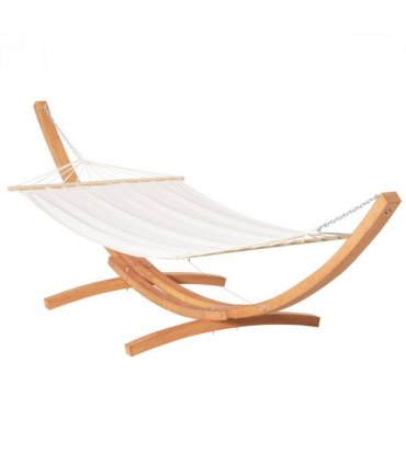 Outdoor Garden Hammock & Wooden Stand Swing Hanging Bed White