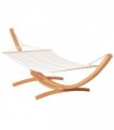 Outdoor Garden Hammock & Wooden Stand Swing Hanging Bed White