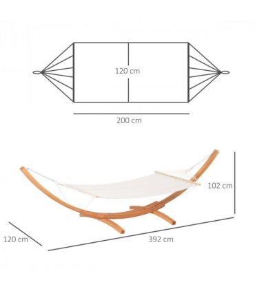 Outdoor Garden Hammock & Wooden Stand Swing Hanging Bed White