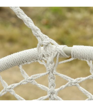 Hanging Hammock Chair Cotton Rope Swing & Metal Frame Large Macrame, Cream White