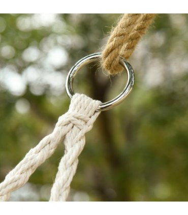 Hanging Hammock Chair Cotton Rope Swing & Metal Frame Large Macrame, Cream White