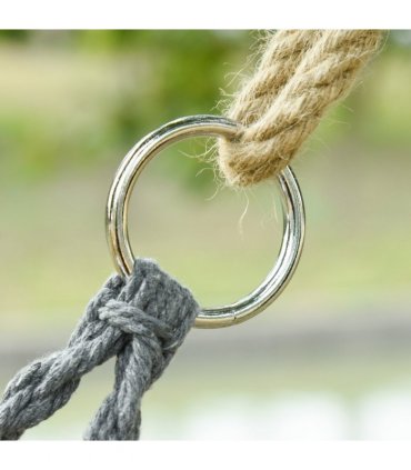 Hanging Hammock Chair Cotton Rope Swing & Metal Frame Large Macrame, Dark Grey