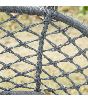 Hanging Hammock Chair Cotton Rope Swing & Metal Frame Large Macrame, Dark Grey