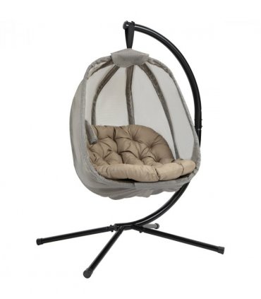 Hanging Egg Chair, Swing Hammock with Cushion and Stand, Khaki
