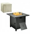 Rattan Black 71cm x 71cm x 62cm Square Propane Gas Fire Pit Table Lid & Rocks