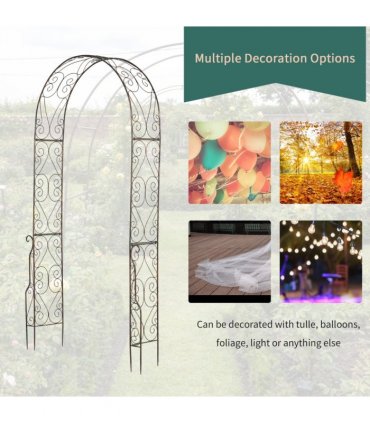 Outsunny Garden Arch, 226H cm, Metal Frame