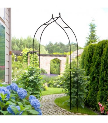Steel Frame Backyard Pergola for Plants & Trellis Garden Arch Black