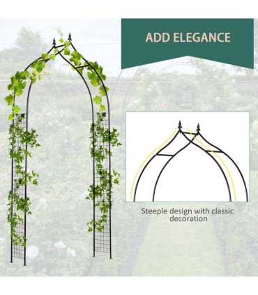Steel Frame Backyard Pergola for Plants & Trellis Garden Arch Black