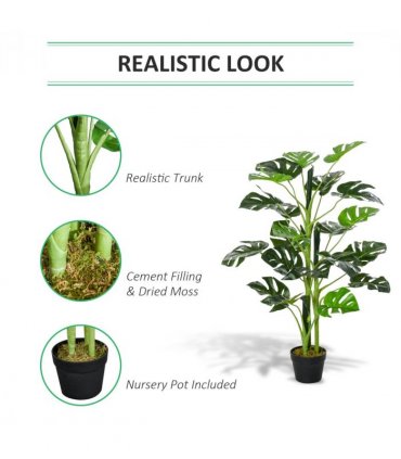 Artificial Monstera Tree 21 Leaves Palm Tree for Indoor Outdoor 1m