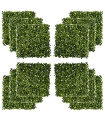 12PCS Artificial Boxwood Wall Panels 20" x 20" Grass Screen Milan Grass