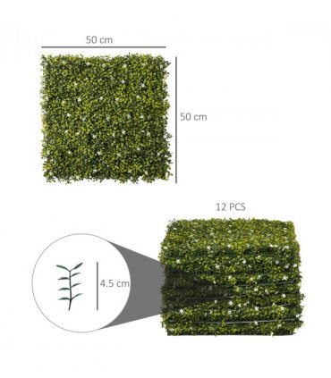 12PCS Artificial Boxwood Wall Panels 20" x 20" Grass Screen Milan Grass