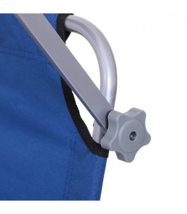 Sun Lounger Reclining Chair Folding Lounger Seat & Sun Shade Awning Beach, Blue