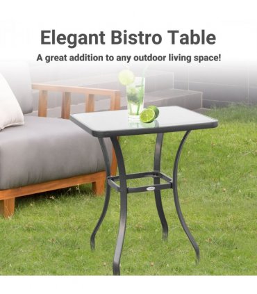 Square Glass Bistro Table Bar Dining Kitchen Breakfast Party Table 68.5x84 cm