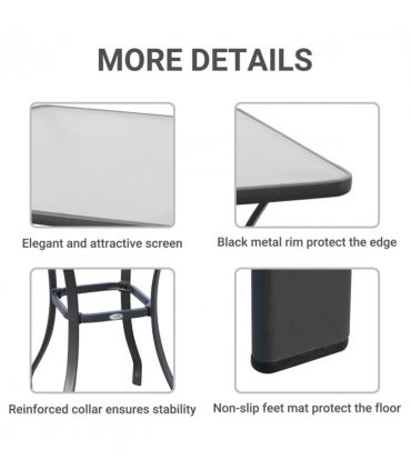 Square Glass Bistro Table Bar Dining Kitchen Breakfast Party Table 68.5x84 cm