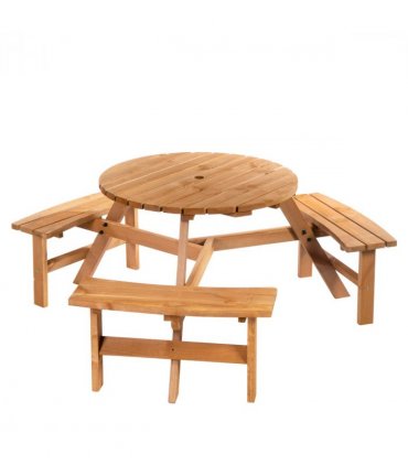 Garden & Patio Furniture Set Fir Wood Natural Wood Finish 178 x 70H (cm)