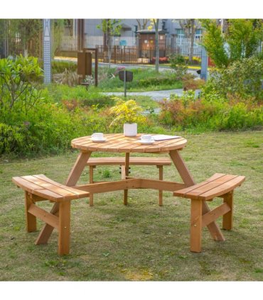 Garden & Patio Furniture Set Fir Wood Natural Wood Finish 178 x 70H (cm)