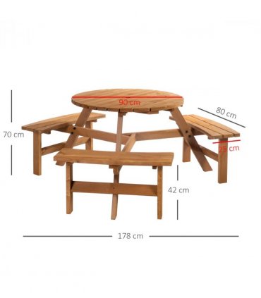 Garden & Patio Furniture Set Fir Wood Natural Wood Finish 178 x 70H (cm)