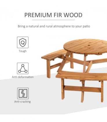 Garden & Patio Furniture Set Fir Wood Natural Wood Finish 178 x 70H (cm)