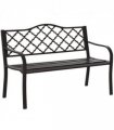 Steel Brown 128cm x 60cm x 89cm Double-Seat Geometric Cut-Out Back Bench