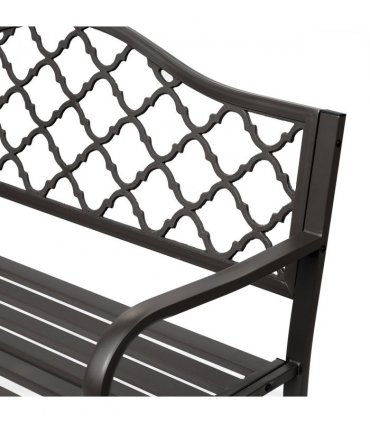 Steel Brown 128cm x 60cm x 89cm Double-Seat Geometric Cut-Out Back Bench
