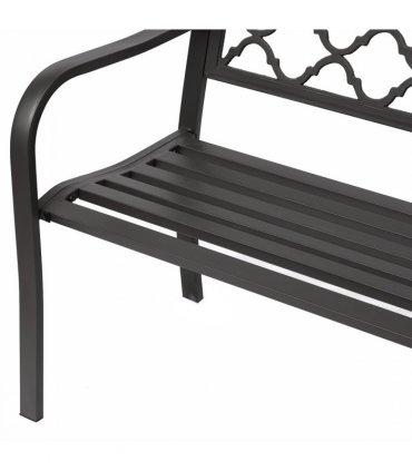 Steel Brown 128cm x 60cm x 89cm Double-Seat Geometric Cut-Out Back Bench