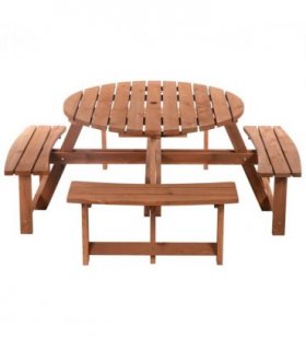 Garden Picnic Set Fir Wood Brownish Red 178cm x 178cm x 70cm 8-Seater Wooden
